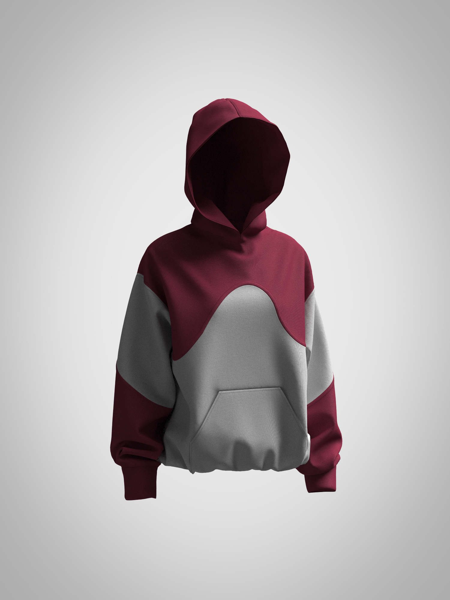 DARK RED AND GREY HOODIE